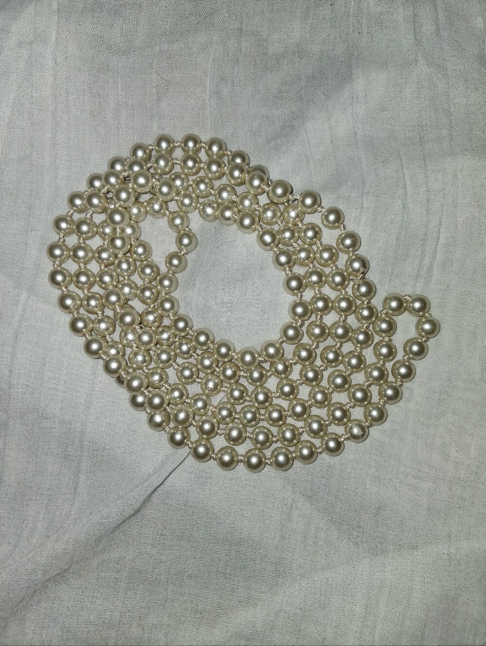 Handknotted Cream Pearl Strand Necklace 60"